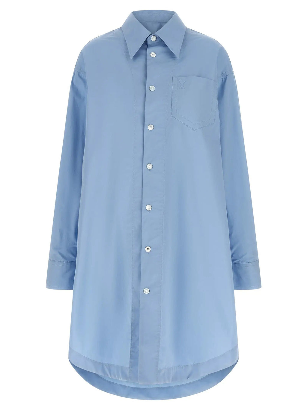 Robe midi en coton bleu Ami Paris