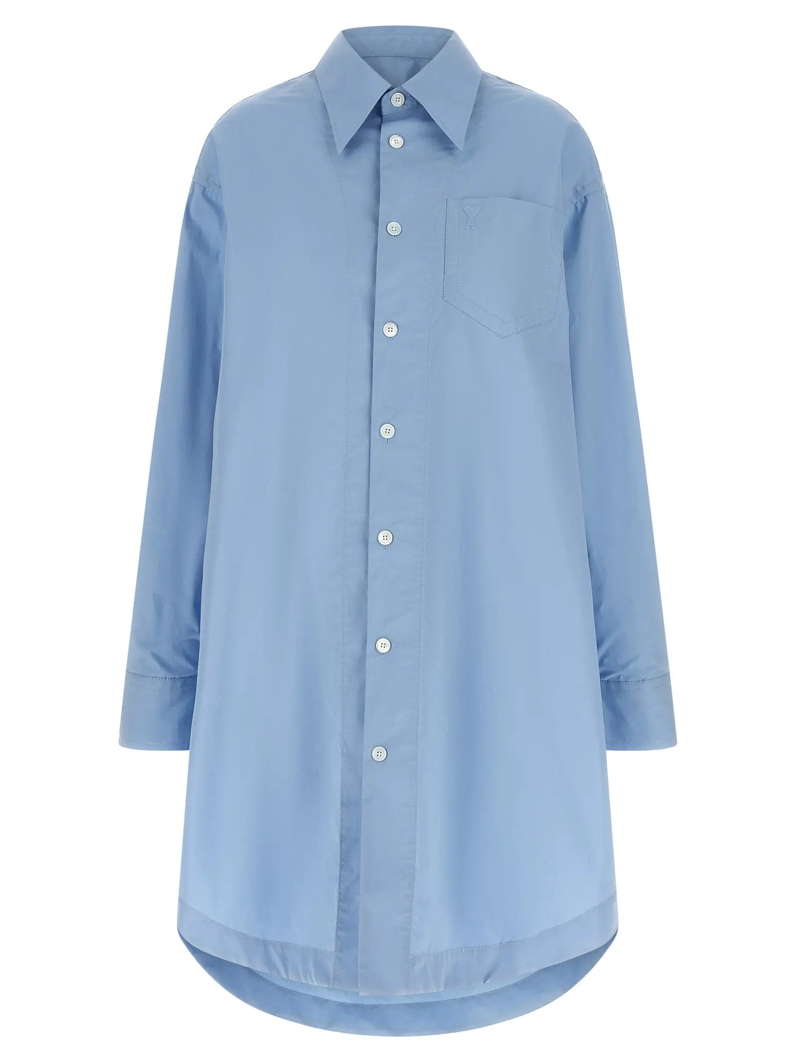 Robe midi en coton bleu Ami Paris