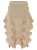 Issey Miyake Beige Polyester Midi Skirt