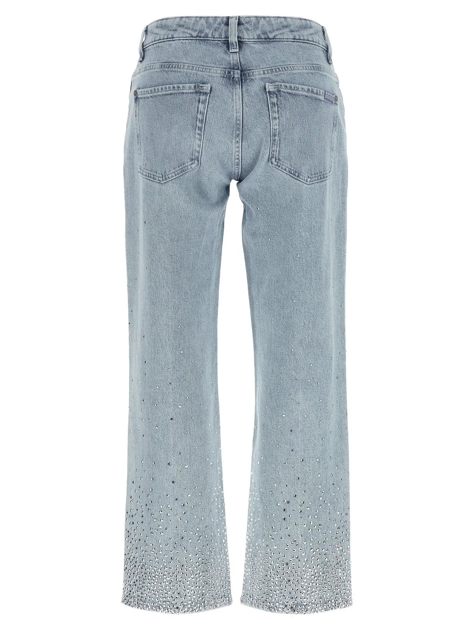 7 For All Mankind Blue Cotton Straight-Leg Jeans