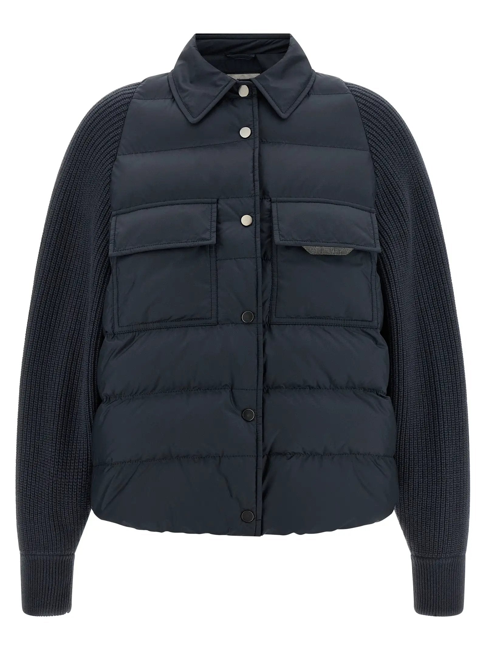 Brunello Cucinelli Blue Polyester Full-Length Jacket