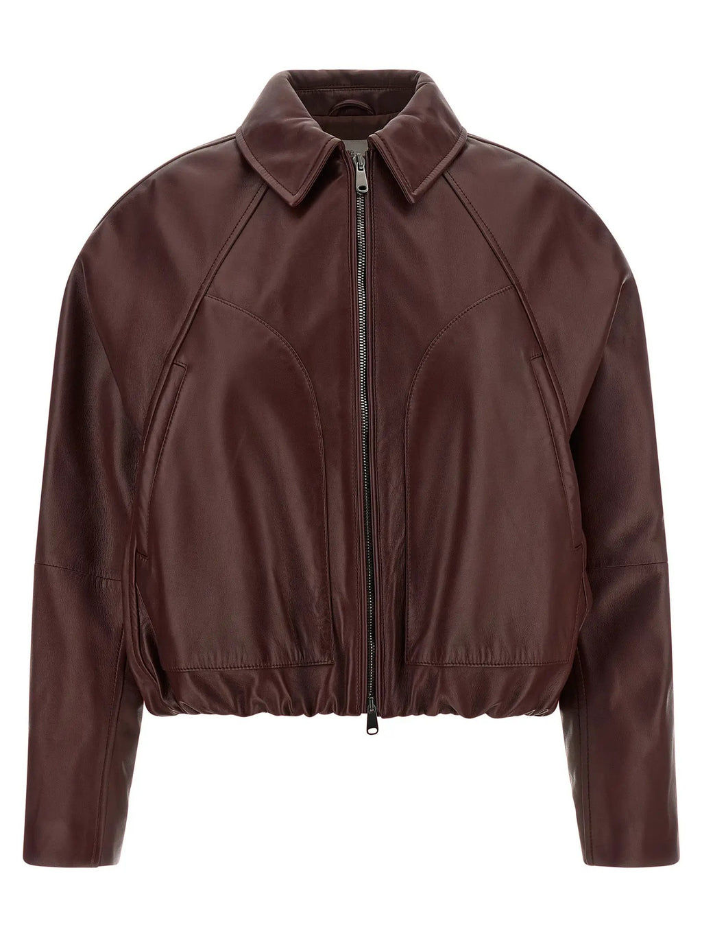 Brunello Cucinelli Bordeaux Calfskin Leather Jacket