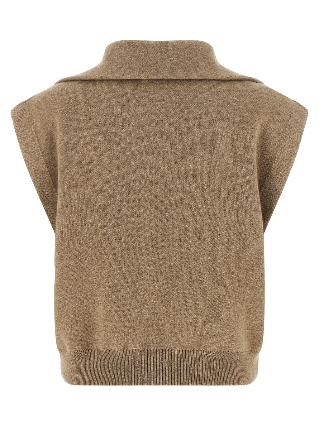 Brunello Cucinelli Beige Cashmere Sleeveless Jacket