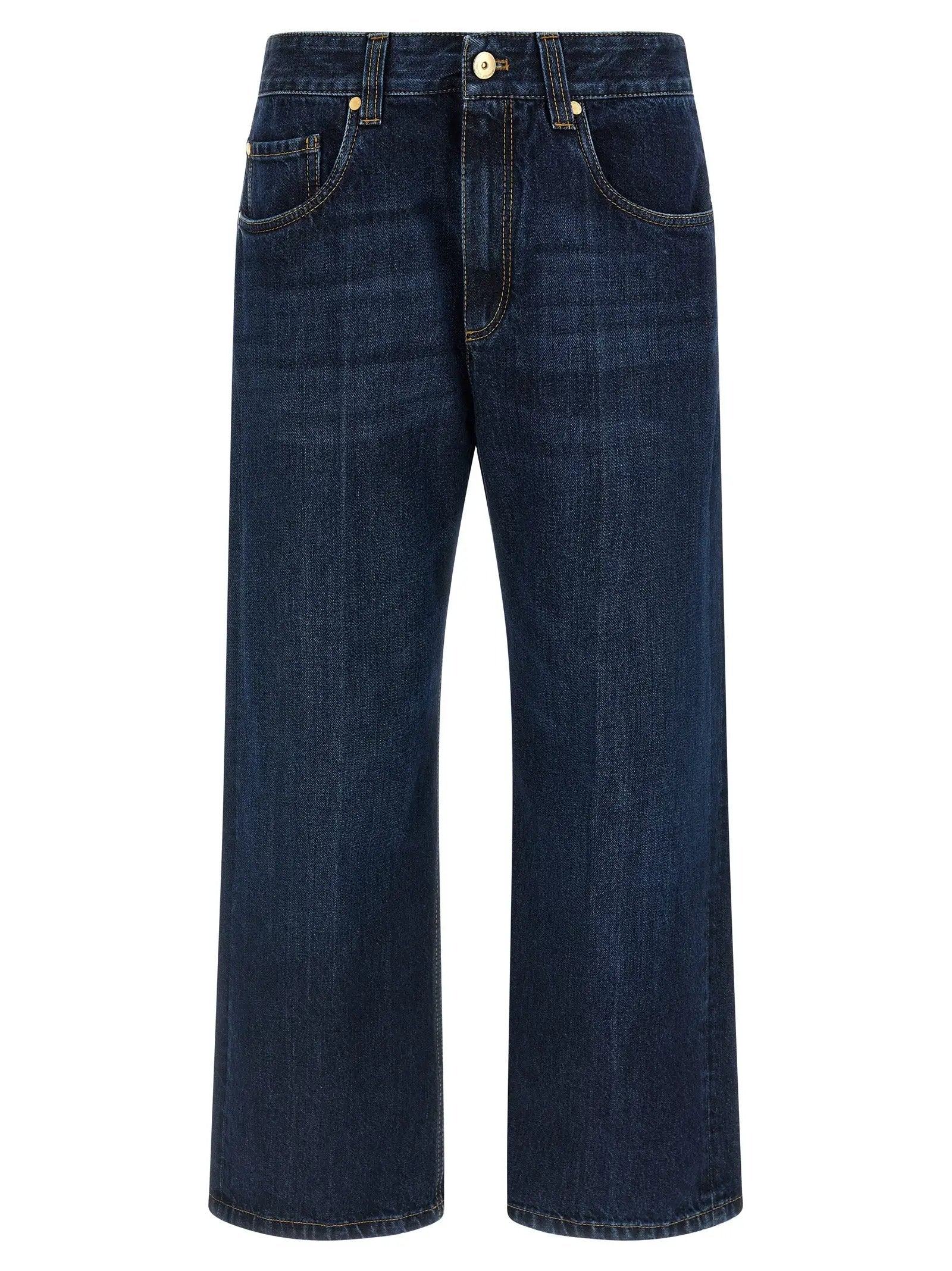 Brunello Cucinelli Blue Cotton Cropped Jeans