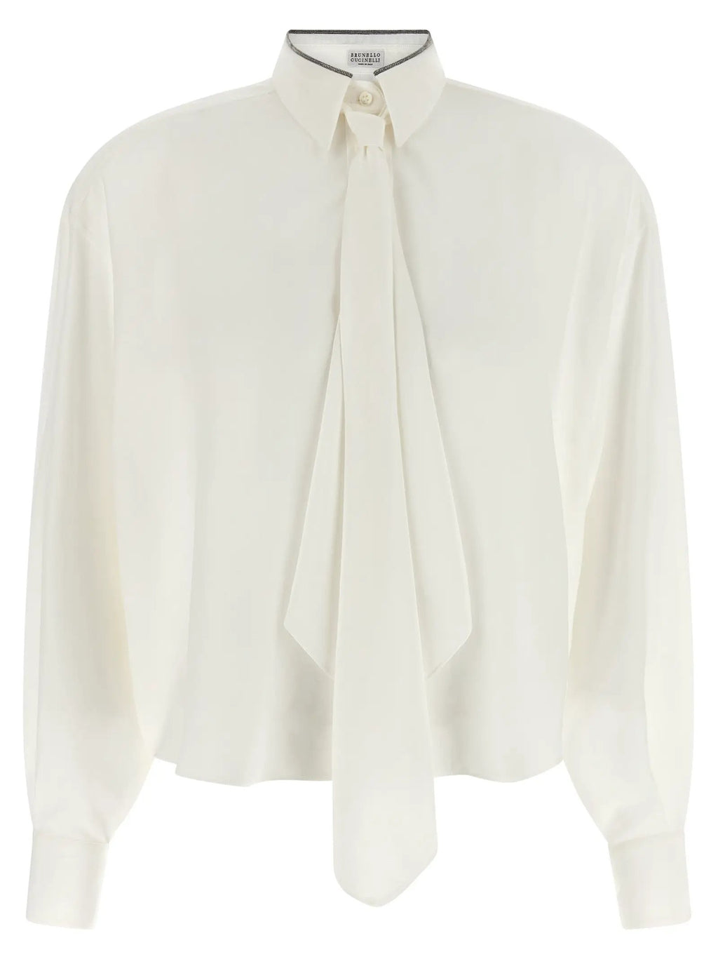 Brunello Cucinelli White Silk Blouse