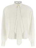 Brunello Cucinelli White Silk Blouse