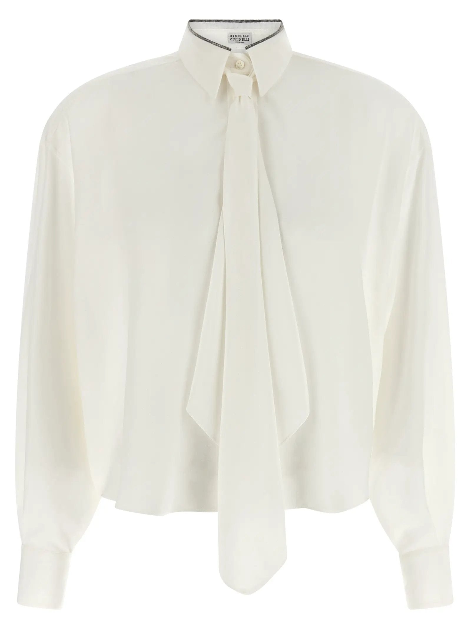 Brunello Cucinelli White Silk Blouse