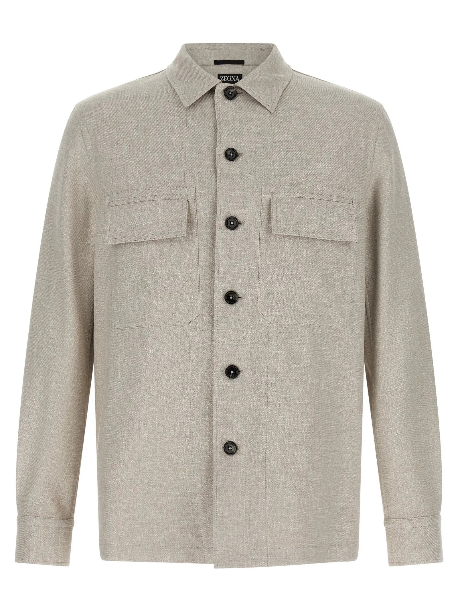ZEGNA Gray Linen Blouse