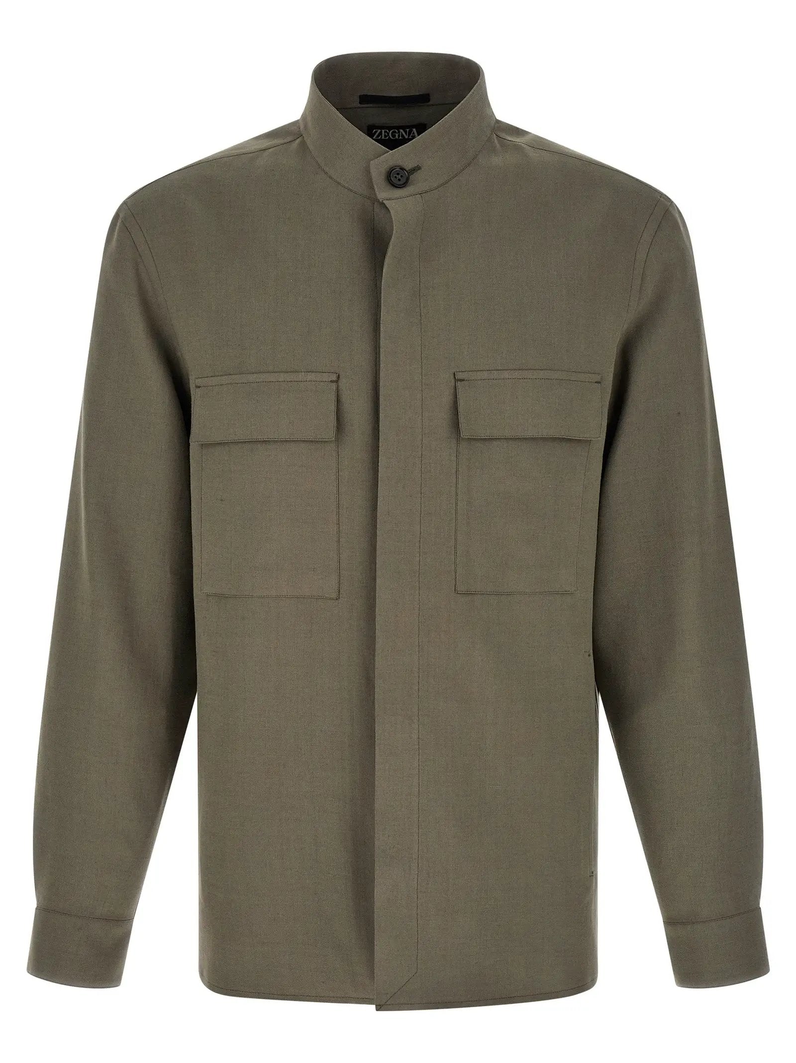 ZEGNA Gray Linen Blouse