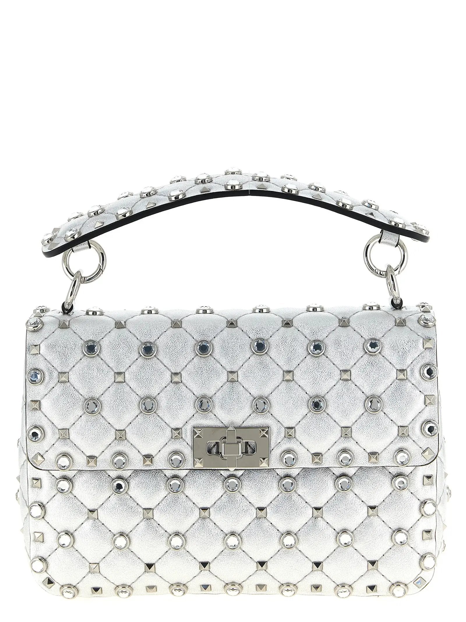 Valentino Garavani Silver Lamb Leather Shoulder Bag