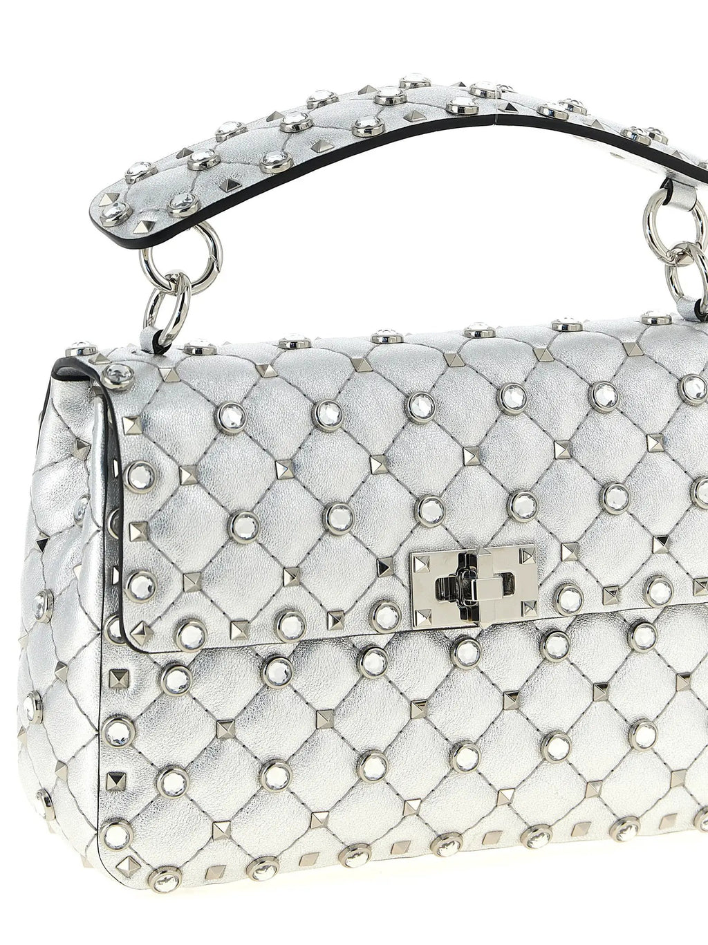 Valentino Garavani Silver Lamb Leather Shoulder Bag