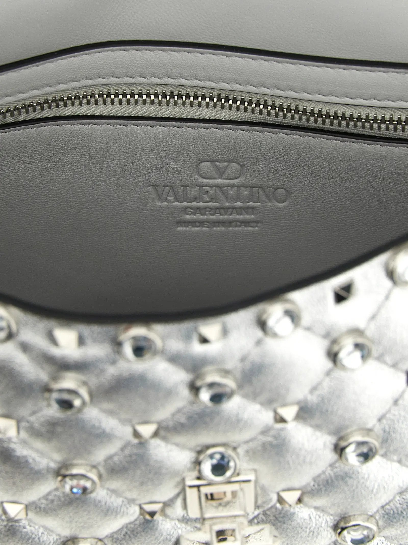 Valentino Garavani Silver Lamb Leather Shoulder Bag