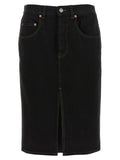 Saint Laurent Black Cotton Midi Skirt