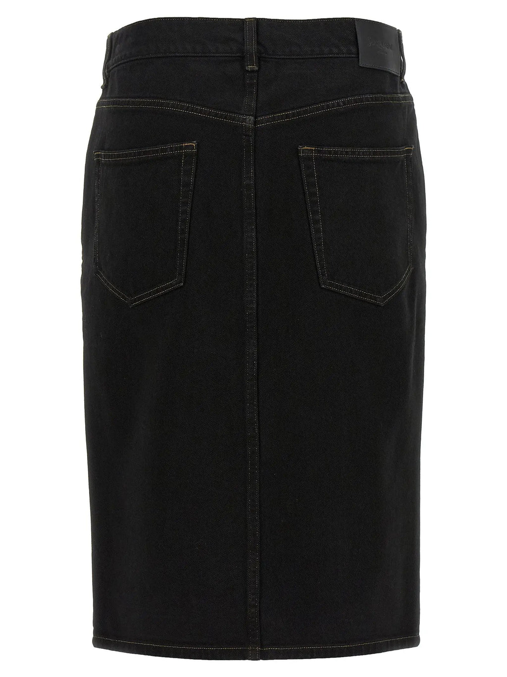 Saint Laurent Black Cotton Midi Skirt