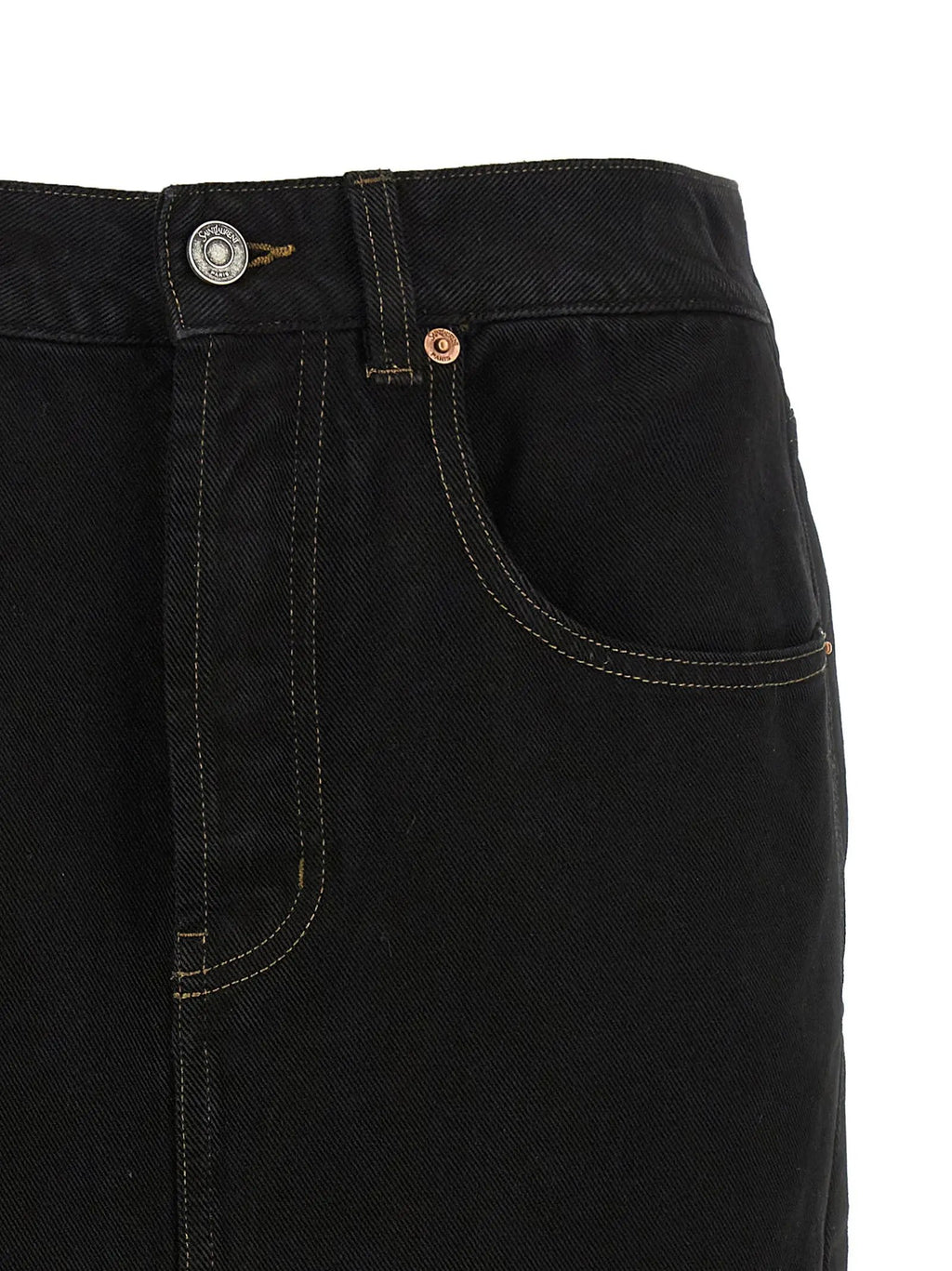 Saint Laurent Black Cotton Midi Skirt