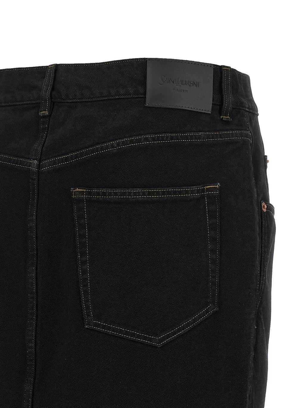 Saint Laurent Black Cotton Midi Skirt