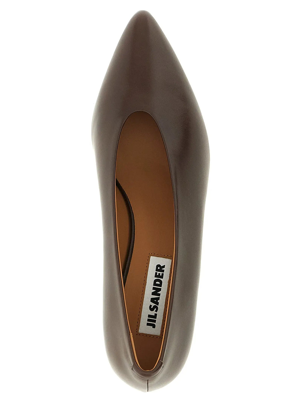 Jil Sander Brown Calfskin Mid Heel Pumps