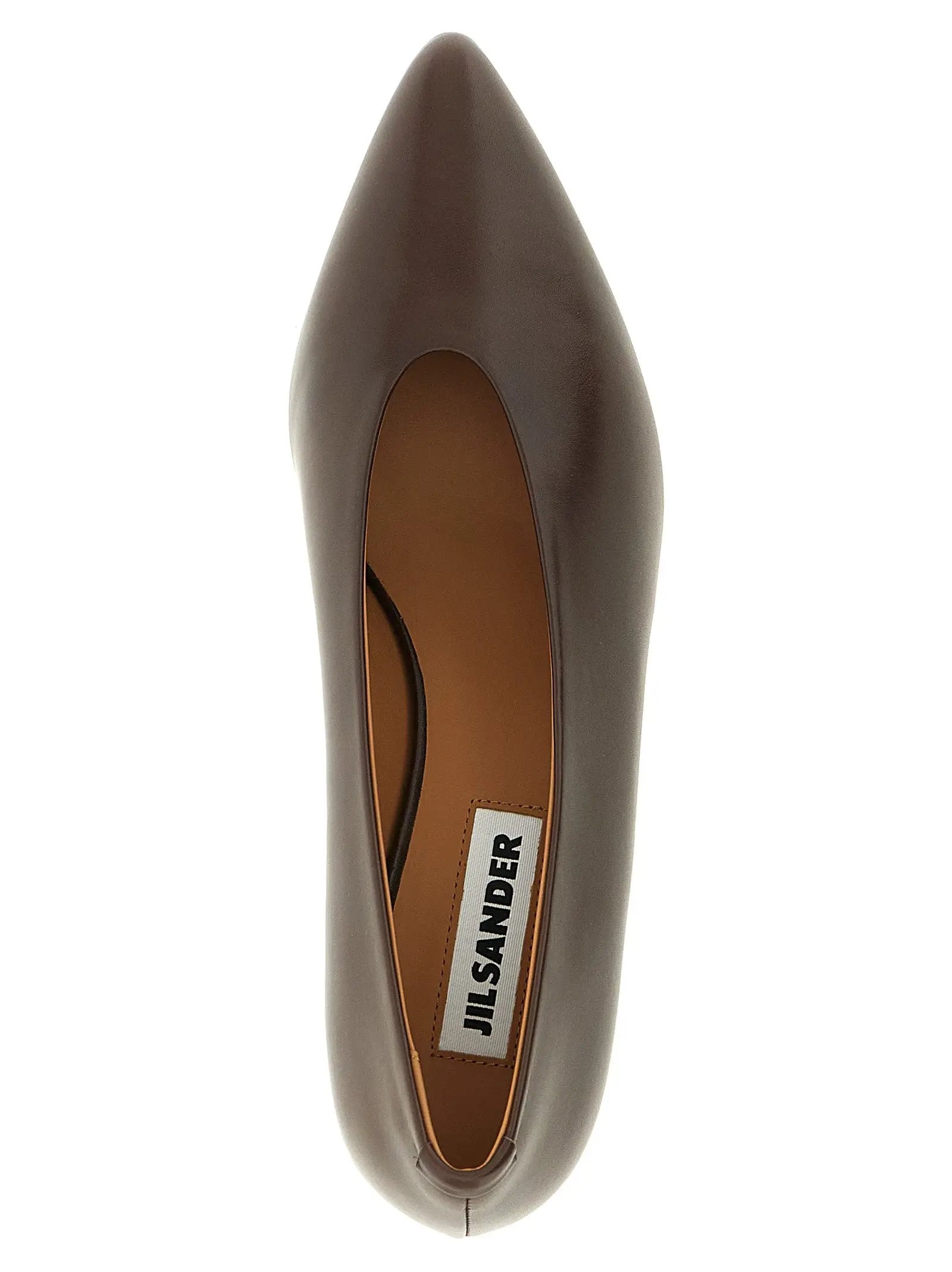 Jil Sander Brown Calfskin Mid Heel Pumps
