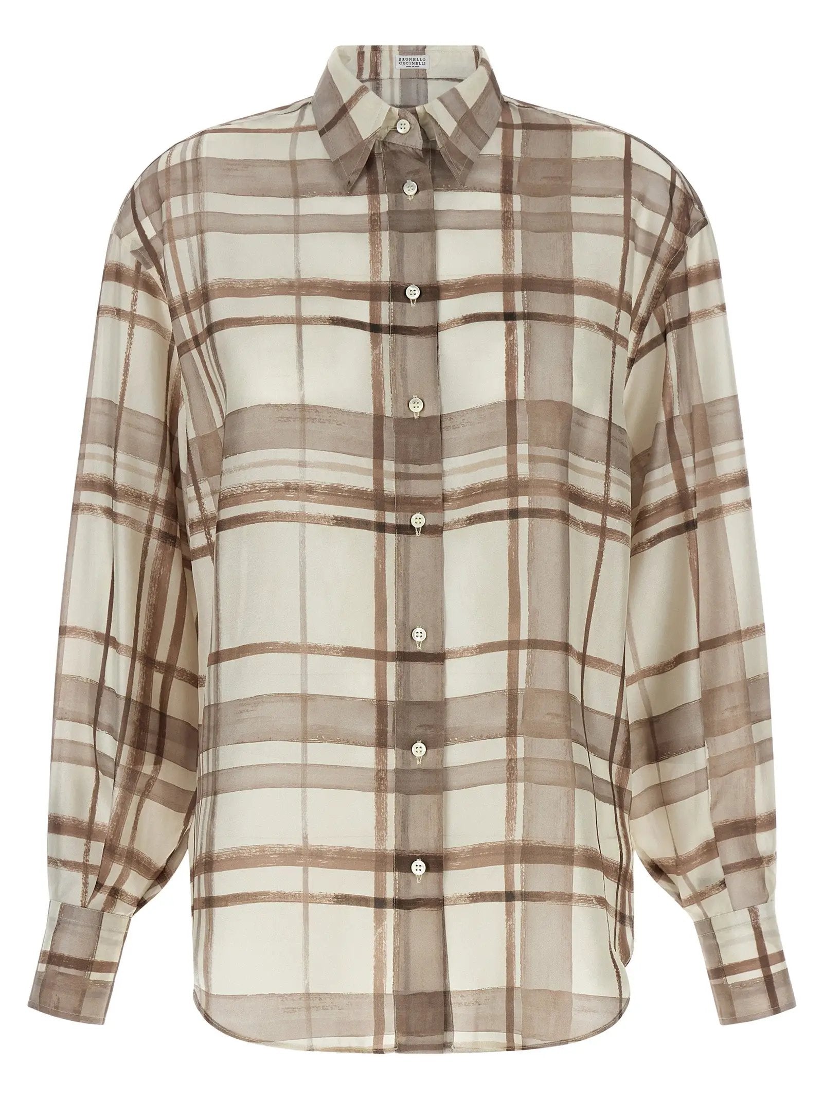 Brunello Cucinelli Chemisier en soie beige