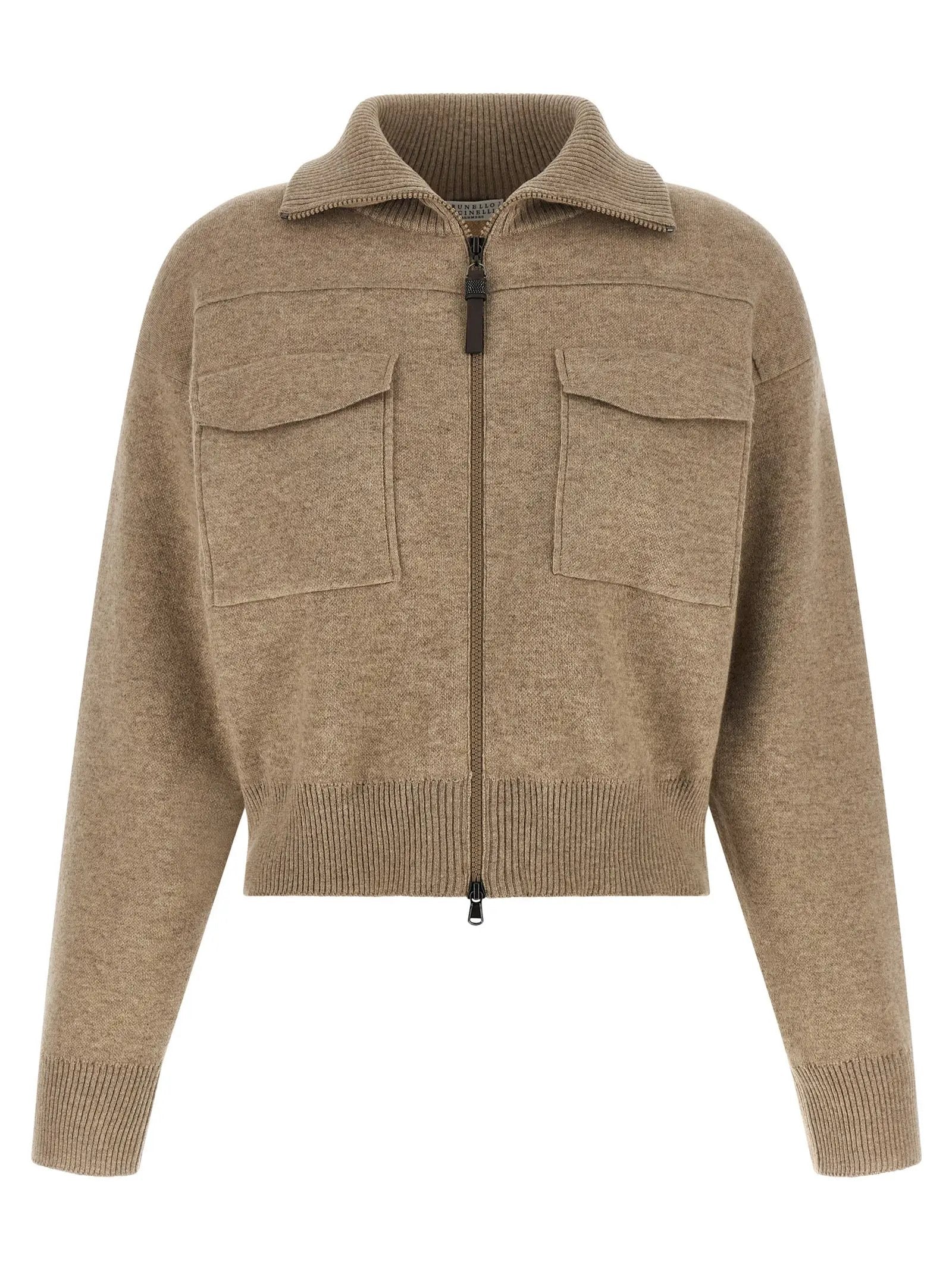 Cardigan Brunello Cucinelli en cachemire beige