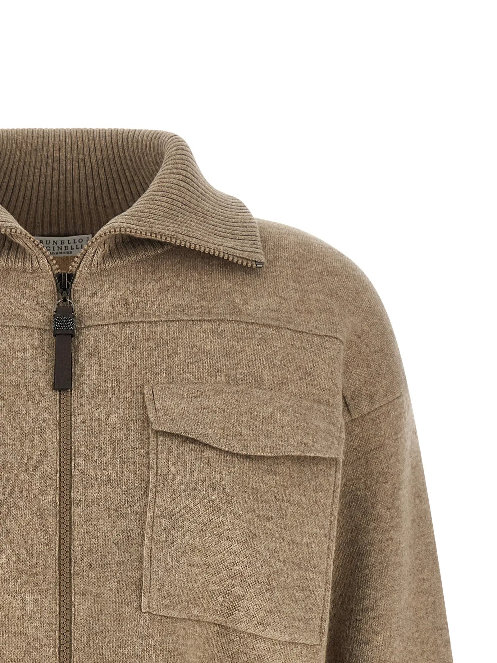 Cardigan Brunello Cucinelli en cachemire beige