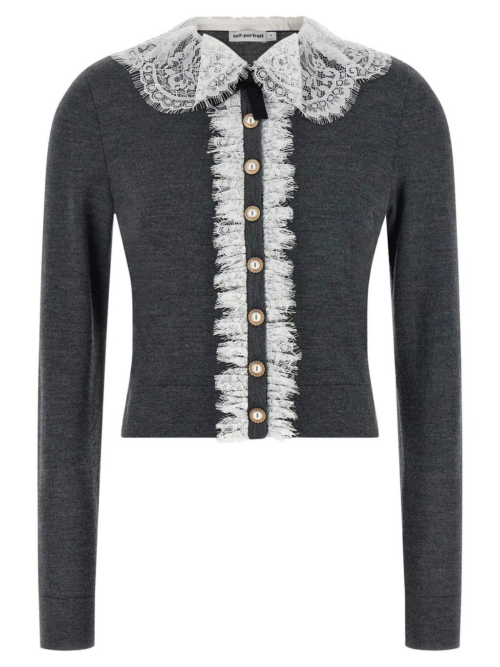 Self-Portrait Gray Wool Cardigan