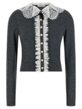 Self-Portrait Gray Wool Cardigan