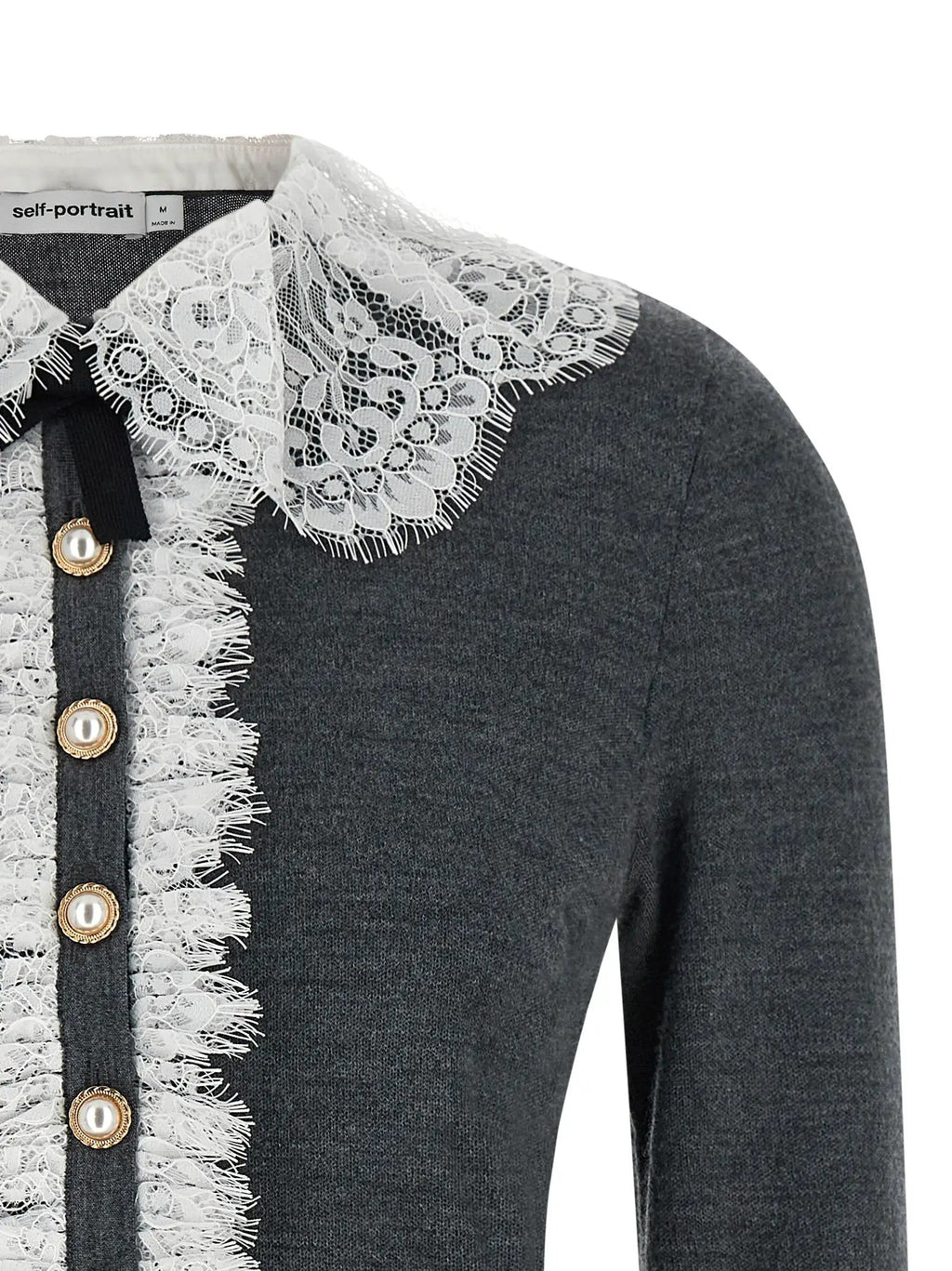 Self-Portrait Gray Wool Cardigan
