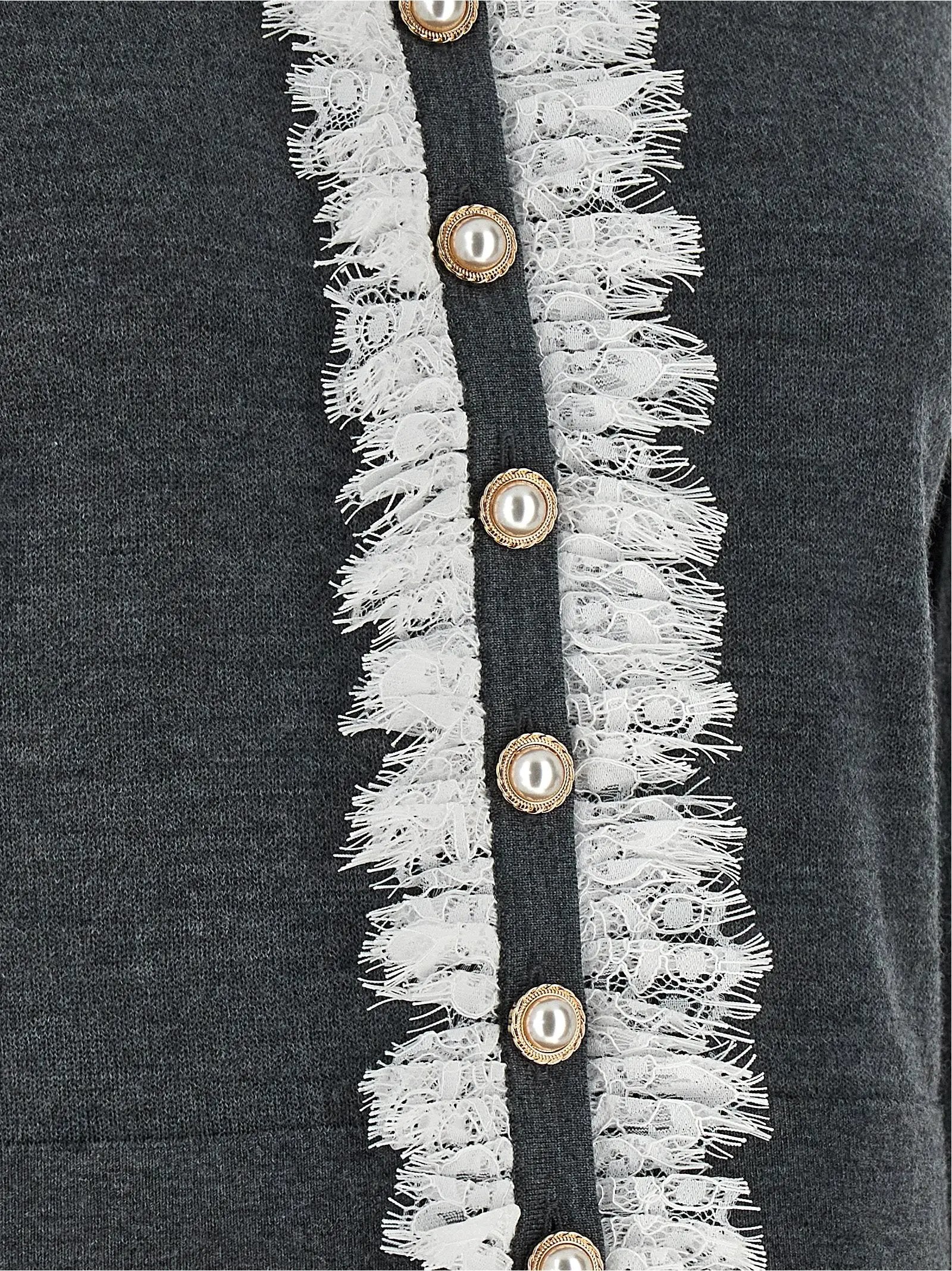 Self-Portrait Gray Wool Cardigan