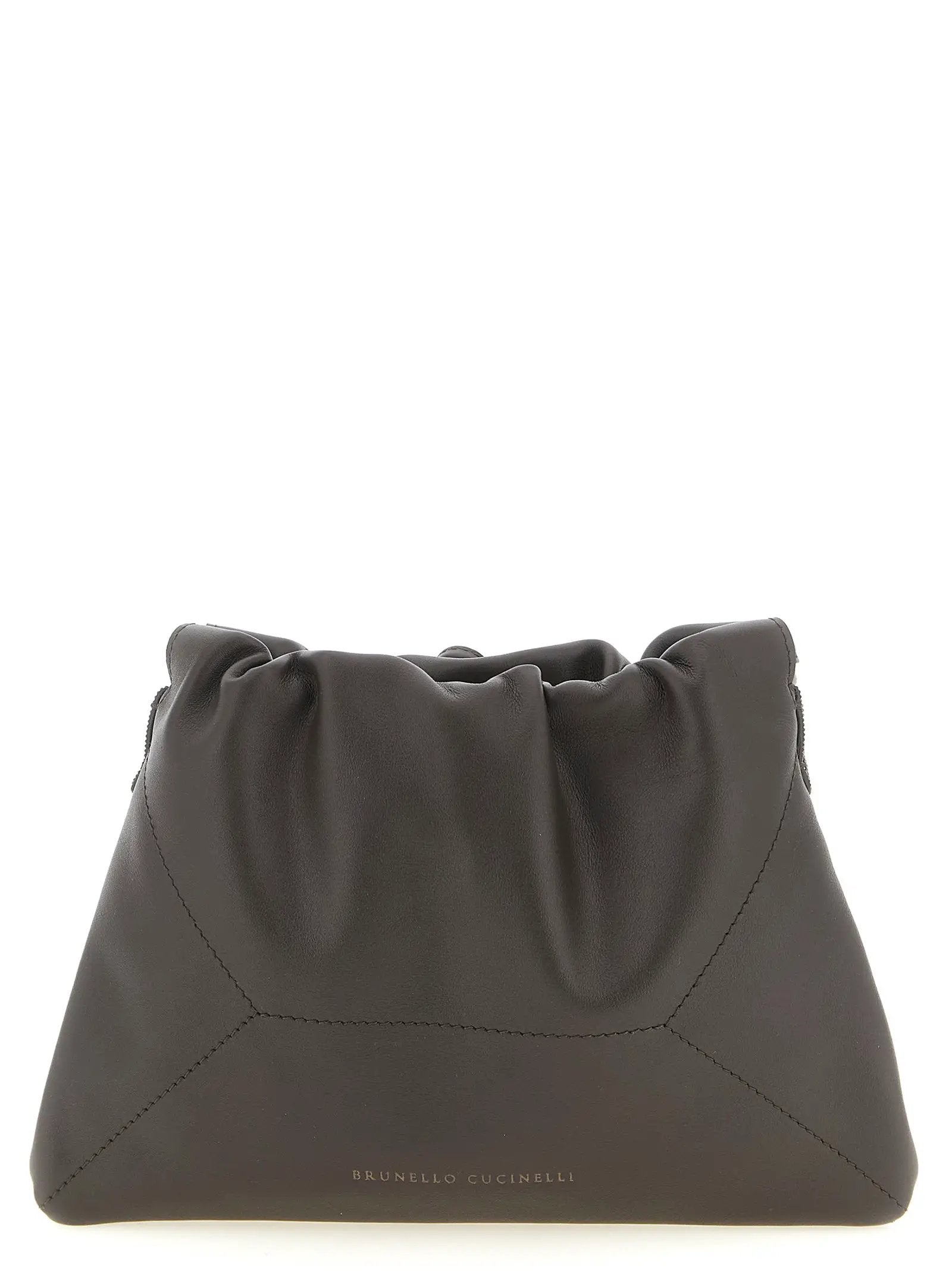 Brunello Cucinelli Brown Calfskin Clutch Bag