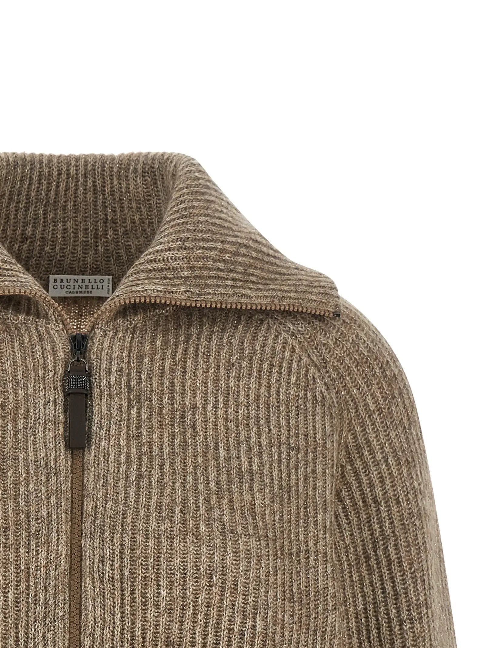 Cardigan Brunello Cucinelli en cachemire beige