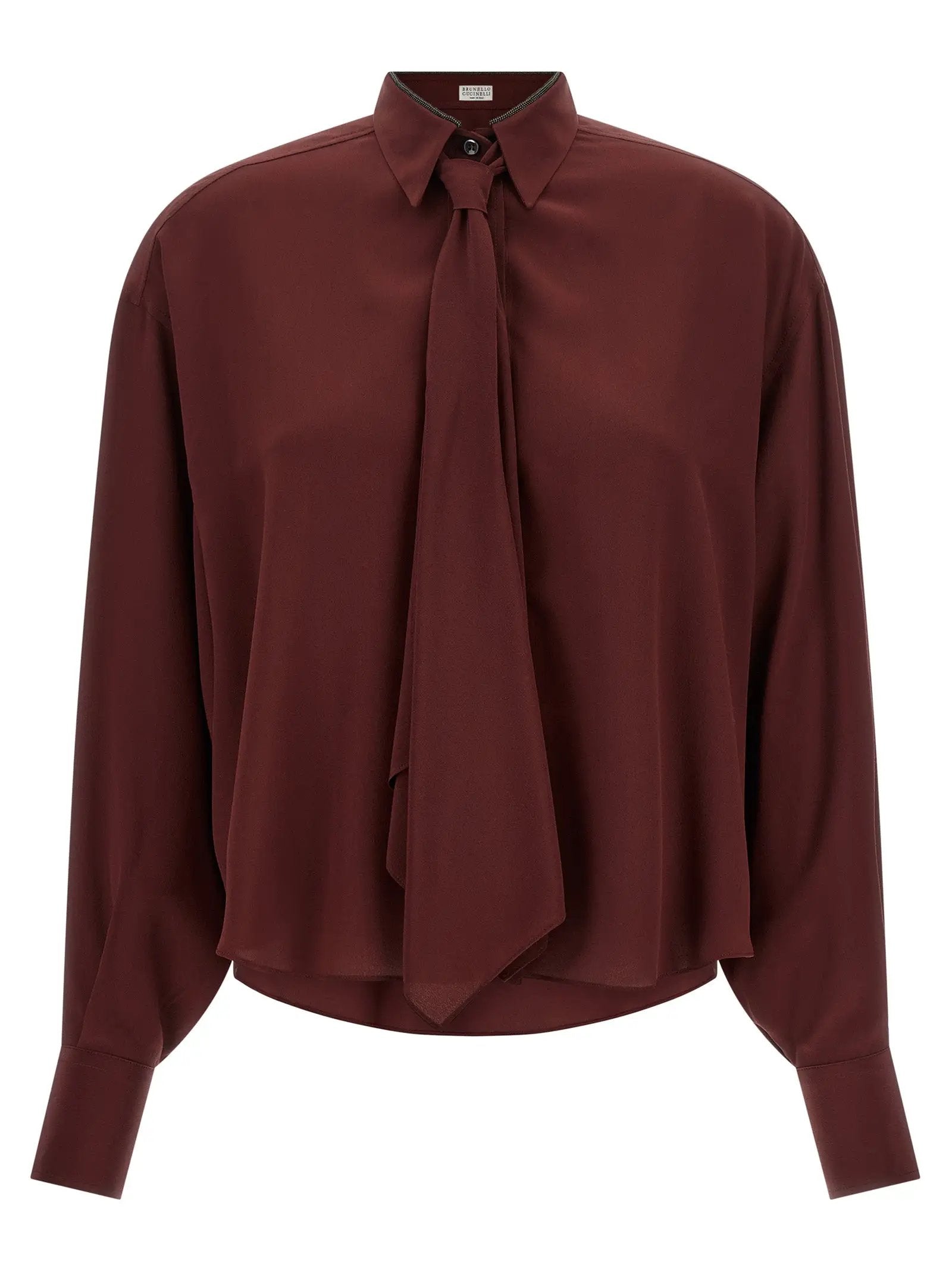 Brunello Cucinelli Bordeaux Silk Blouse