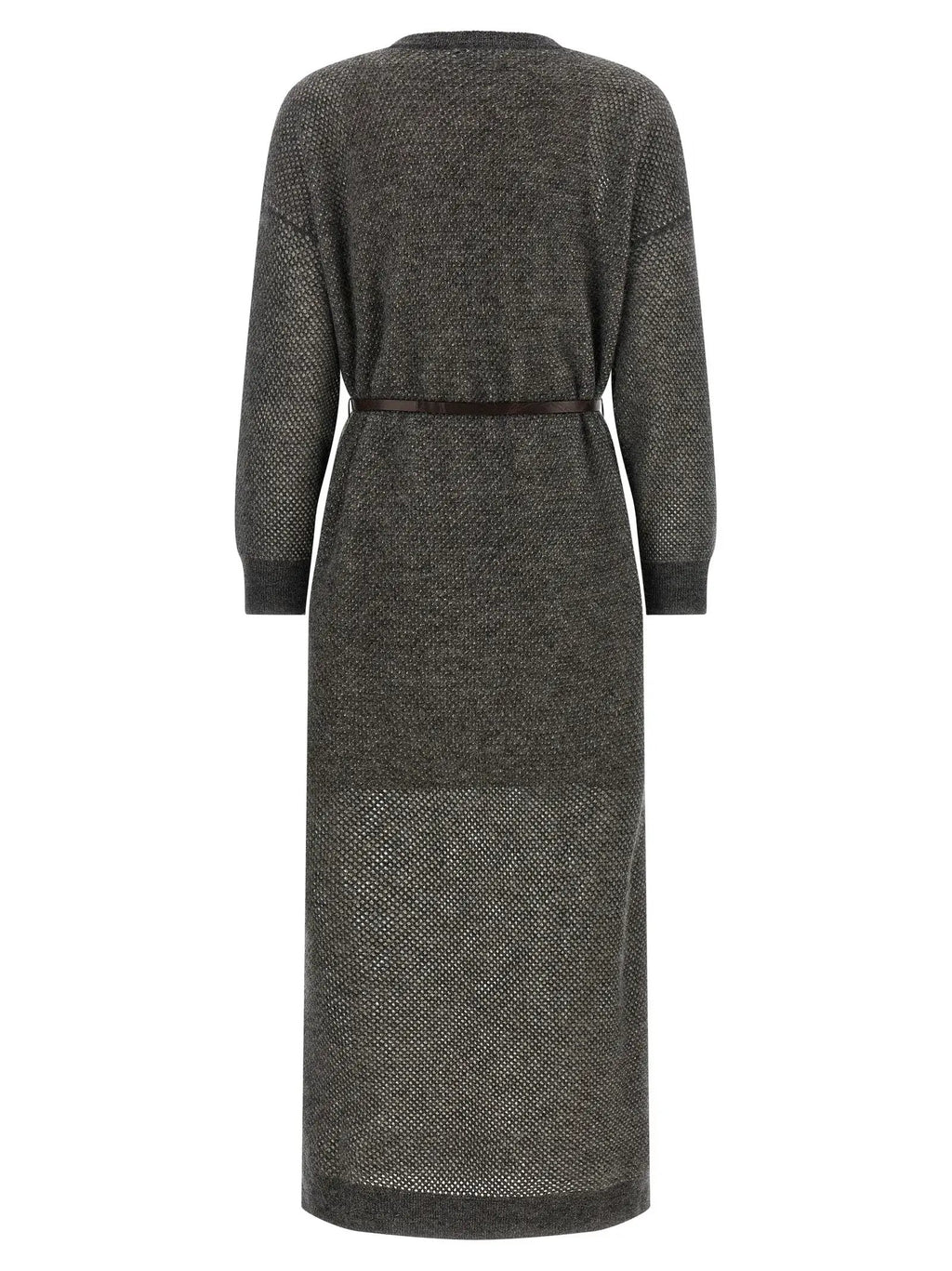 Brunello Cucinelli Gray Wool Midi Dress