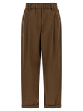 Pantalon décontracté en coton marron Brunello Cucinelli