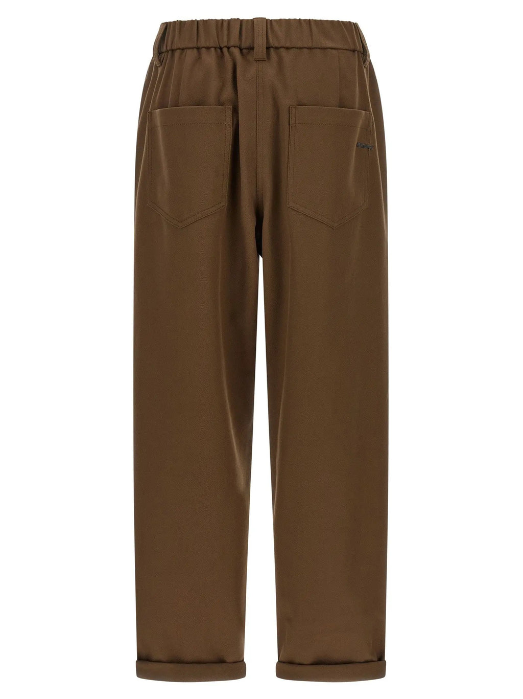 Pantalon décontracté en coton marron Brunello Cucinelli
