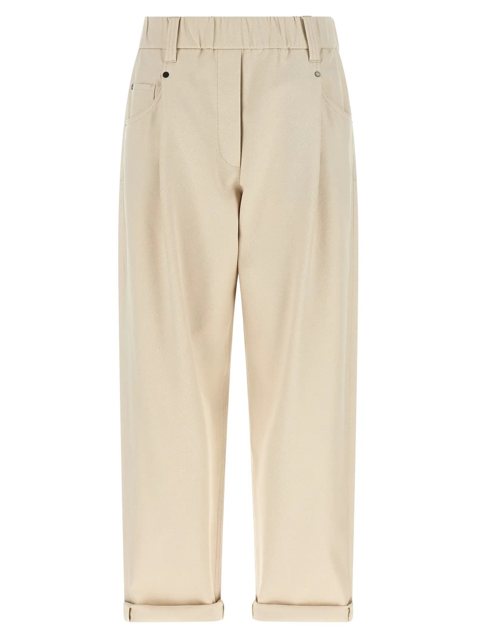 Brunello Cucinelli Beige Cotton Casual Pants