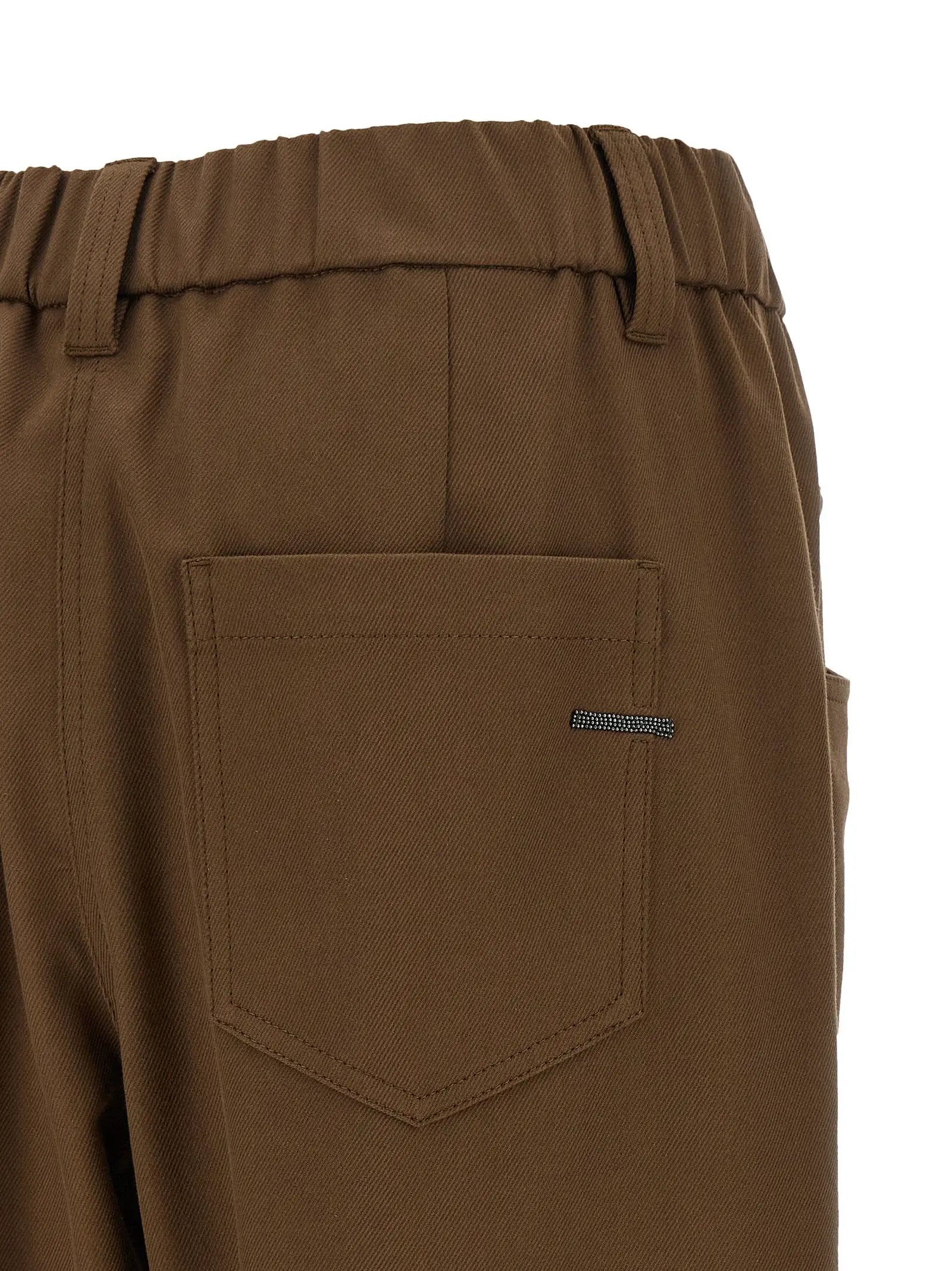 Pantalon décontracté en coton marron Brunello Cucinelli
