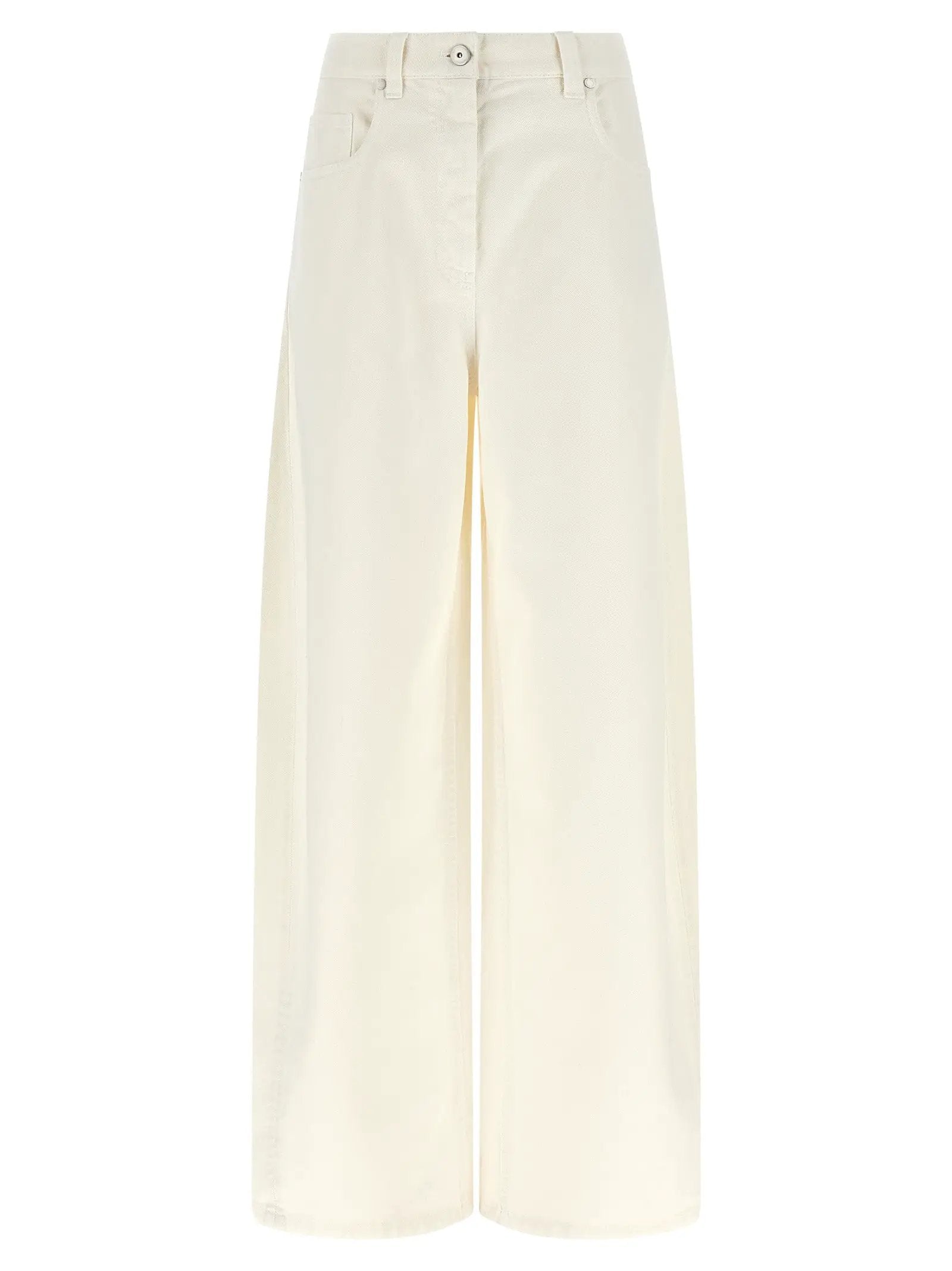 Jean Brunello Cucinelli blanc en coton coupe décontractée