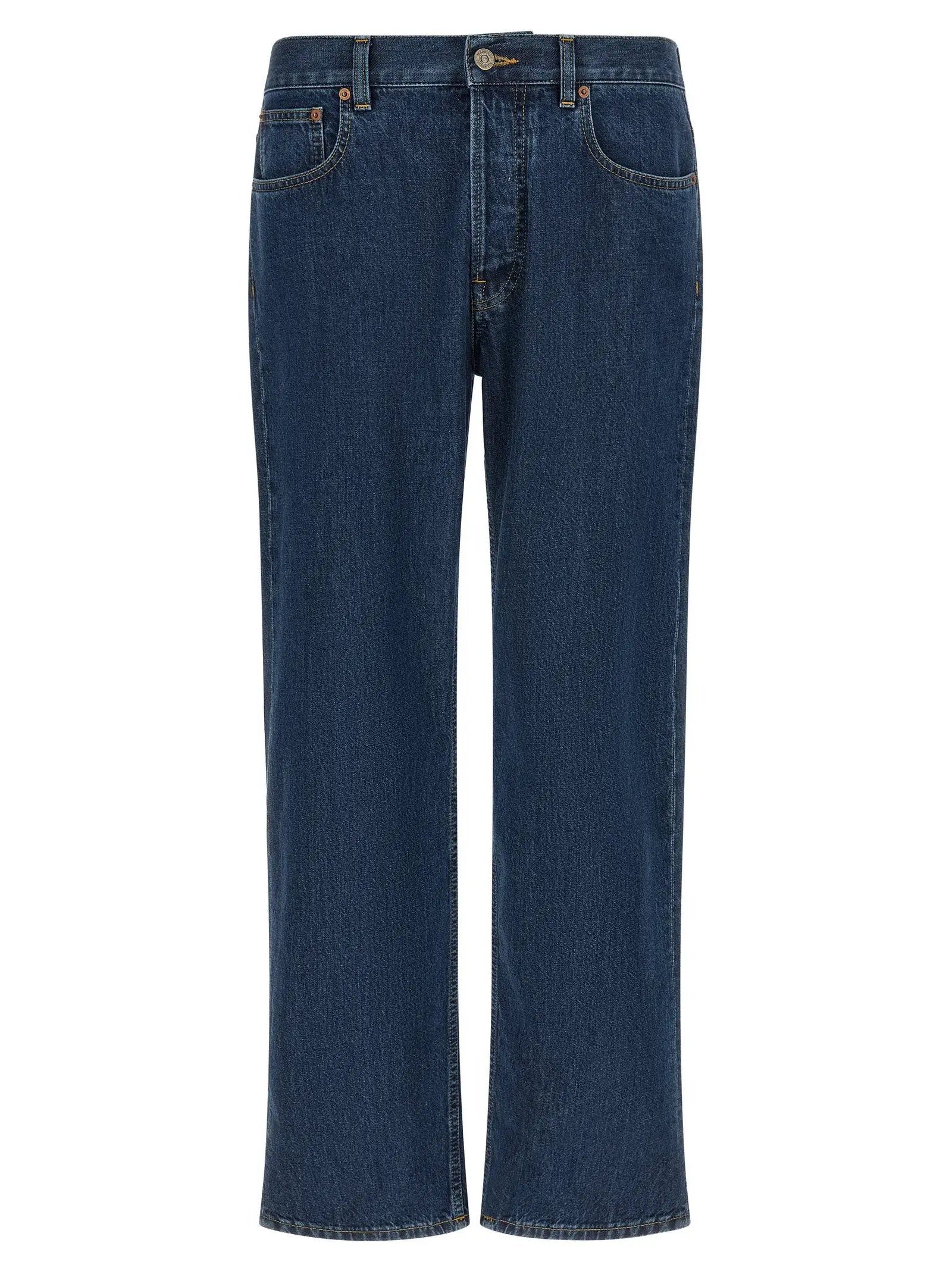Valentino Garavani Blue Cotton Straight-Leg Jeans