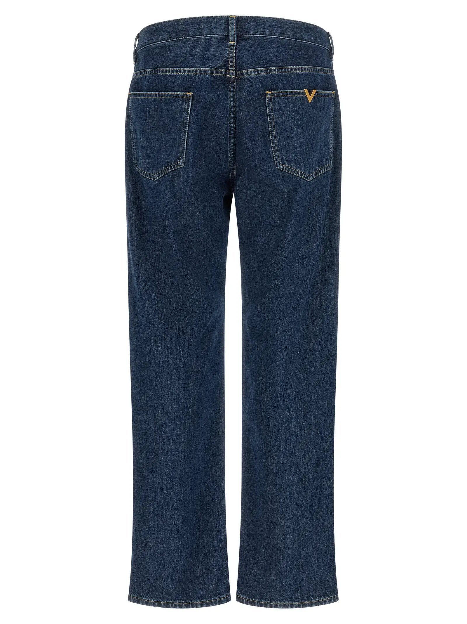 Valentino Garavani Blue Cotton Straight-Leg Jeans