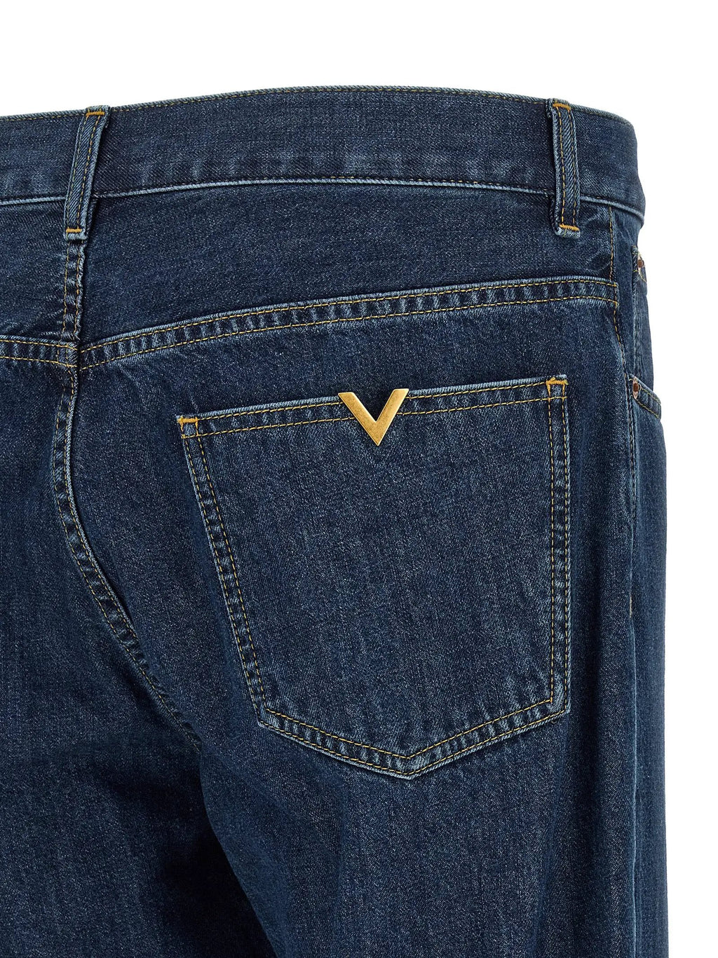 Valentino Garavani Blue Cotton Straight-Leg Jeans