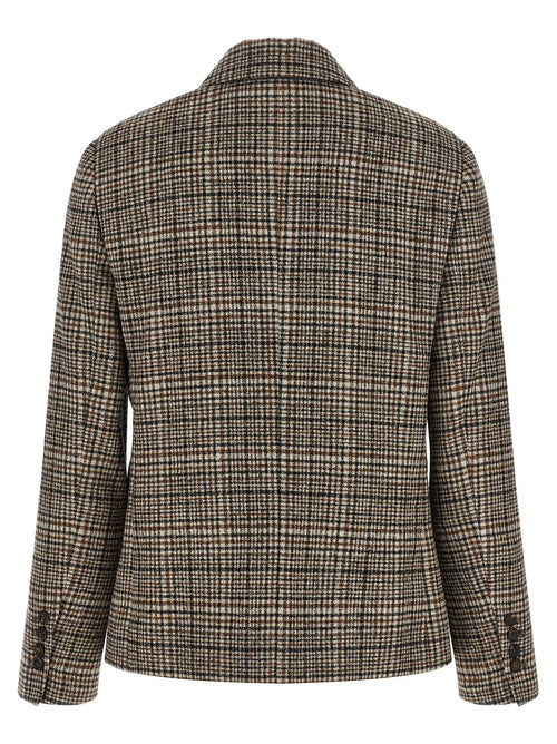 Brunello Cucinelli Blazer en cuir d'alpaga beige