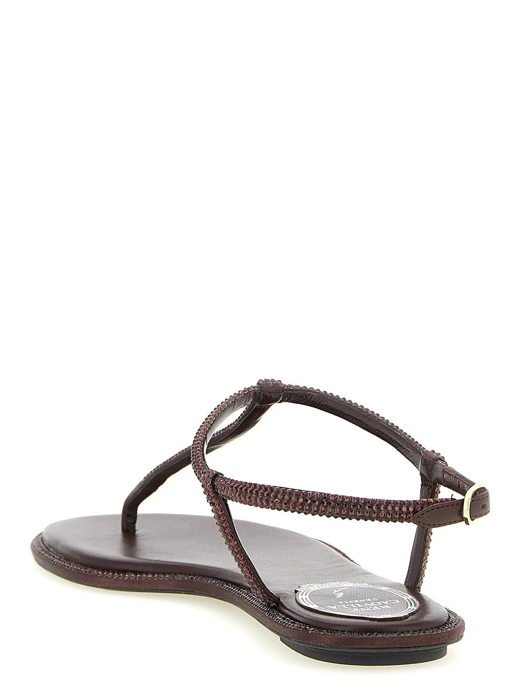 RENE CAOVILLA Brown Viscose Flat Sandals