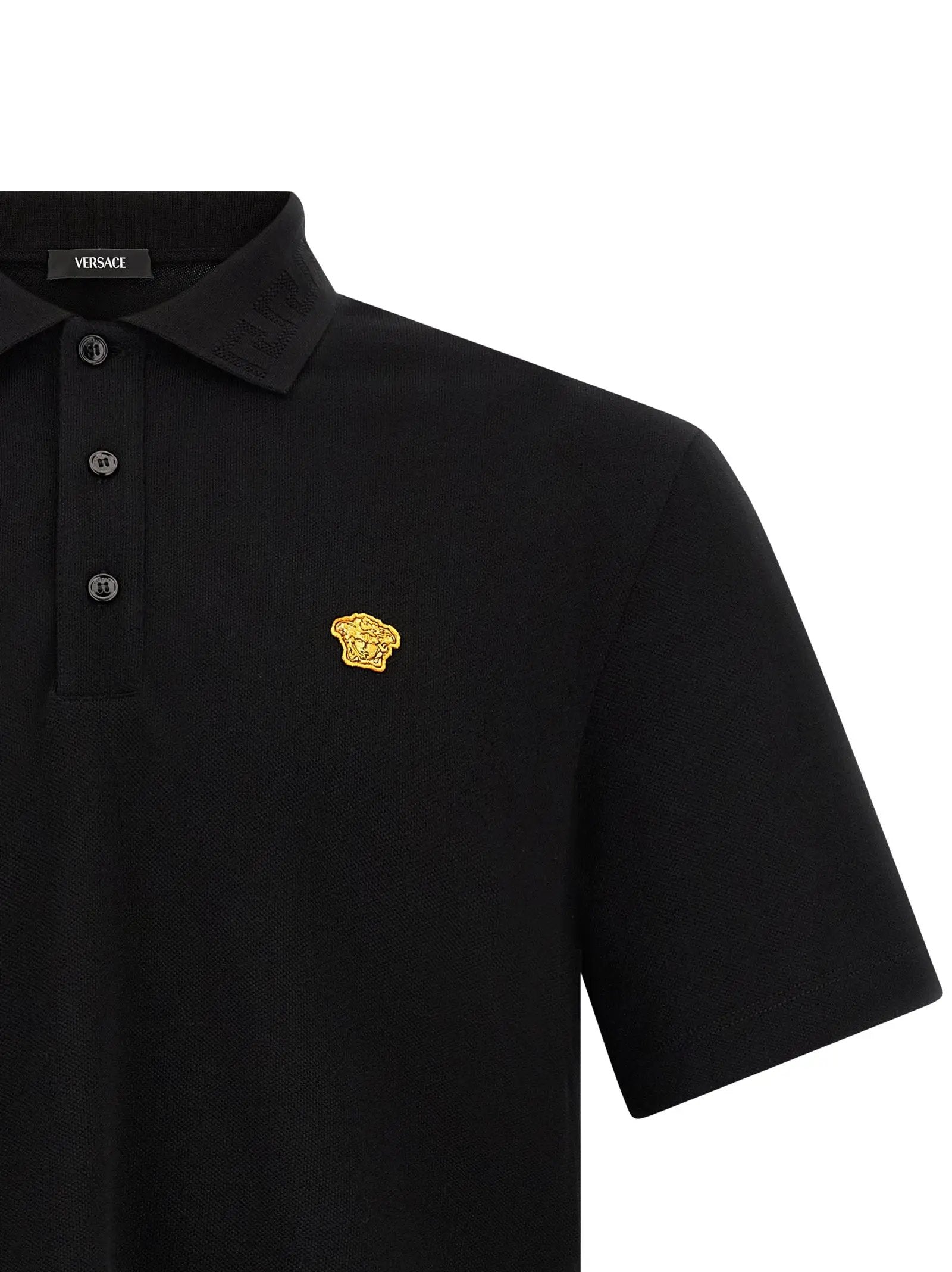 Versace Black Cotton Polo Shirt