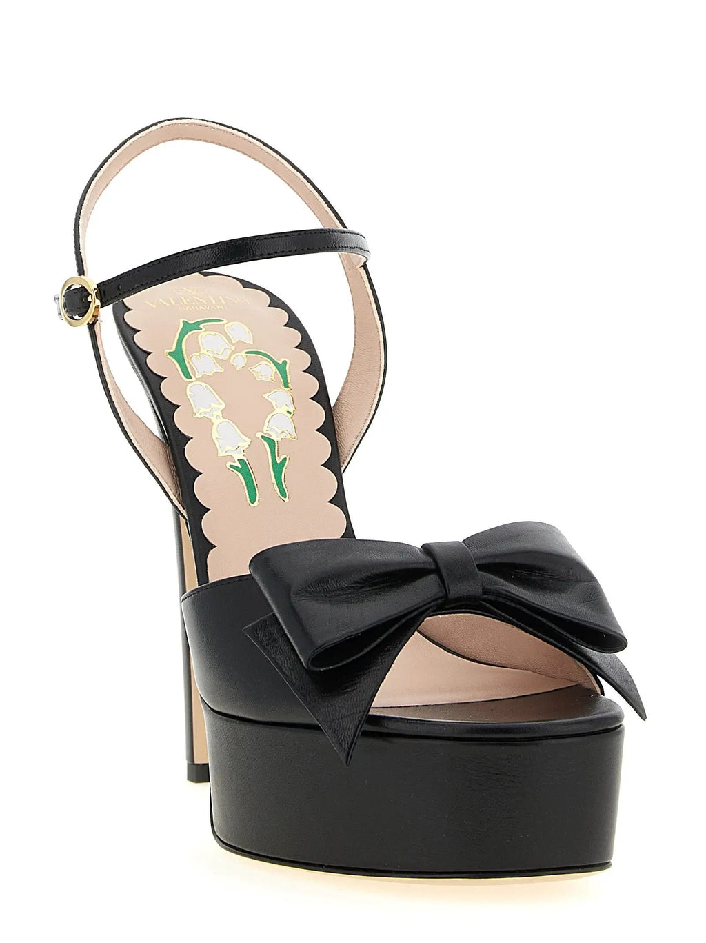 Sandales à talons aiguilles en cuir de veau noir Valentino Garavani