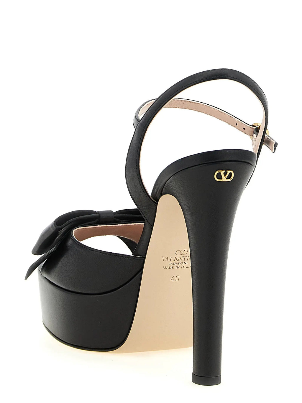 Sandales à talons aiguilles en cuir de veau noir Valentino Garavani