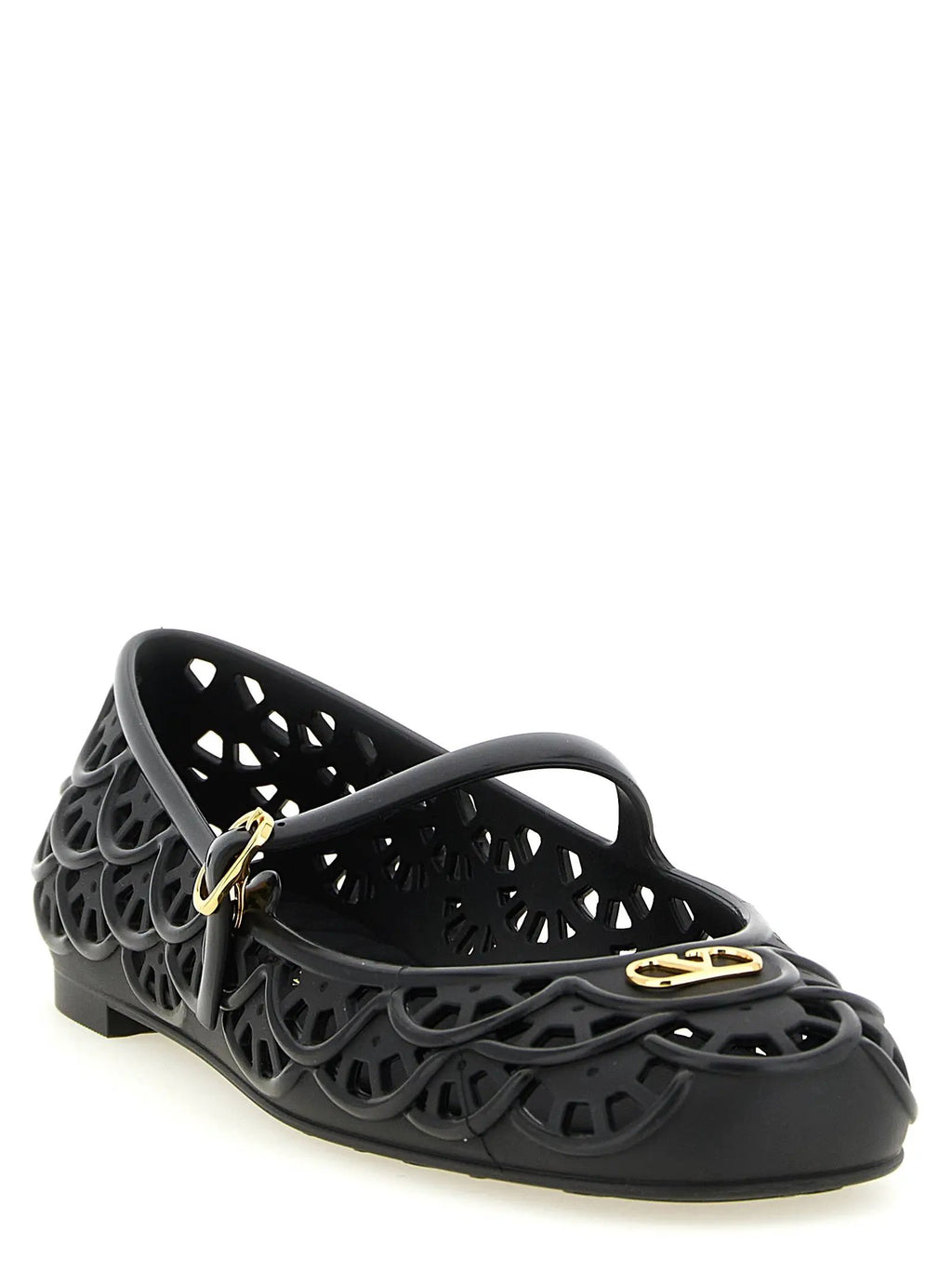 Valentino Garavani Black Polyvinyl Ballet Flats