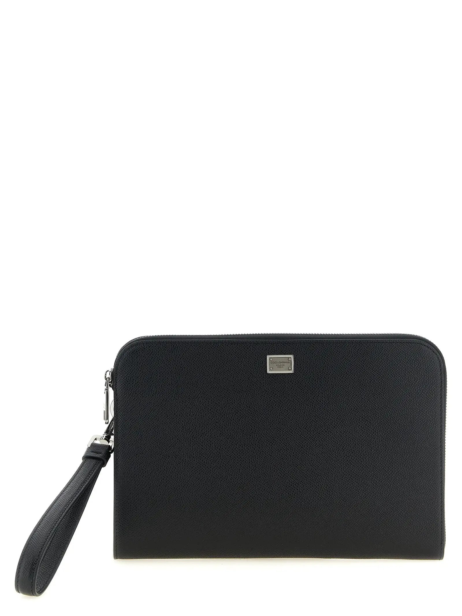 Pochette Dolce & Gabbana en cuir de veau noir