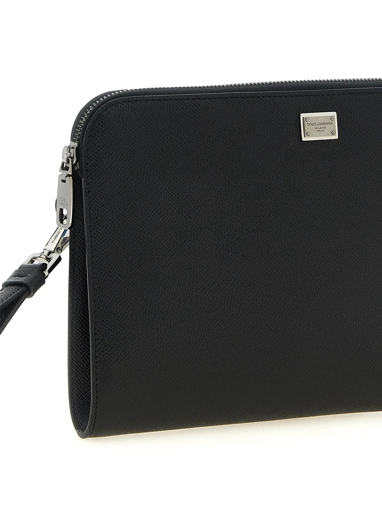 Pochette Dolce & Gabbana en cuir de veau noir