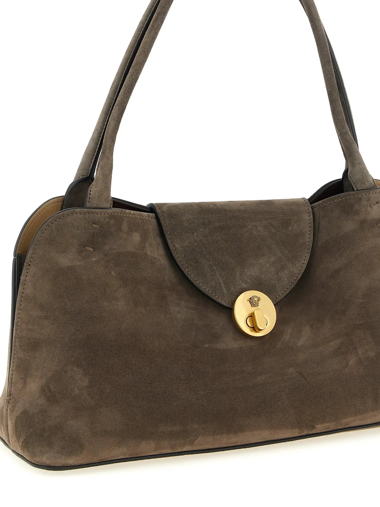 Versace Brown Calfskin Shoulder Bag
